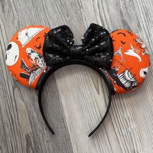 Nightmare Before Christmas Black Sequin Bow Minnie Ears Headband